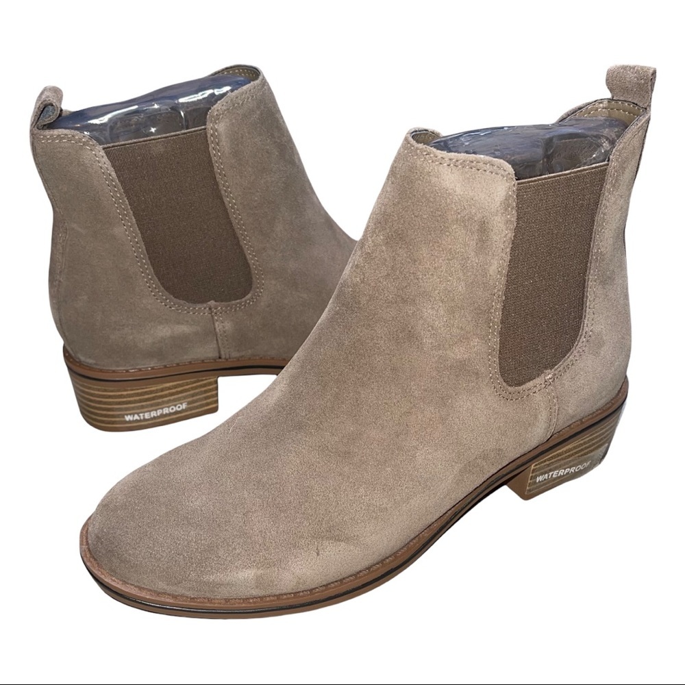 Aqua Bloomingdales Lori Dark Taupe Tan Leather Suede Waterproof Ankle Boots